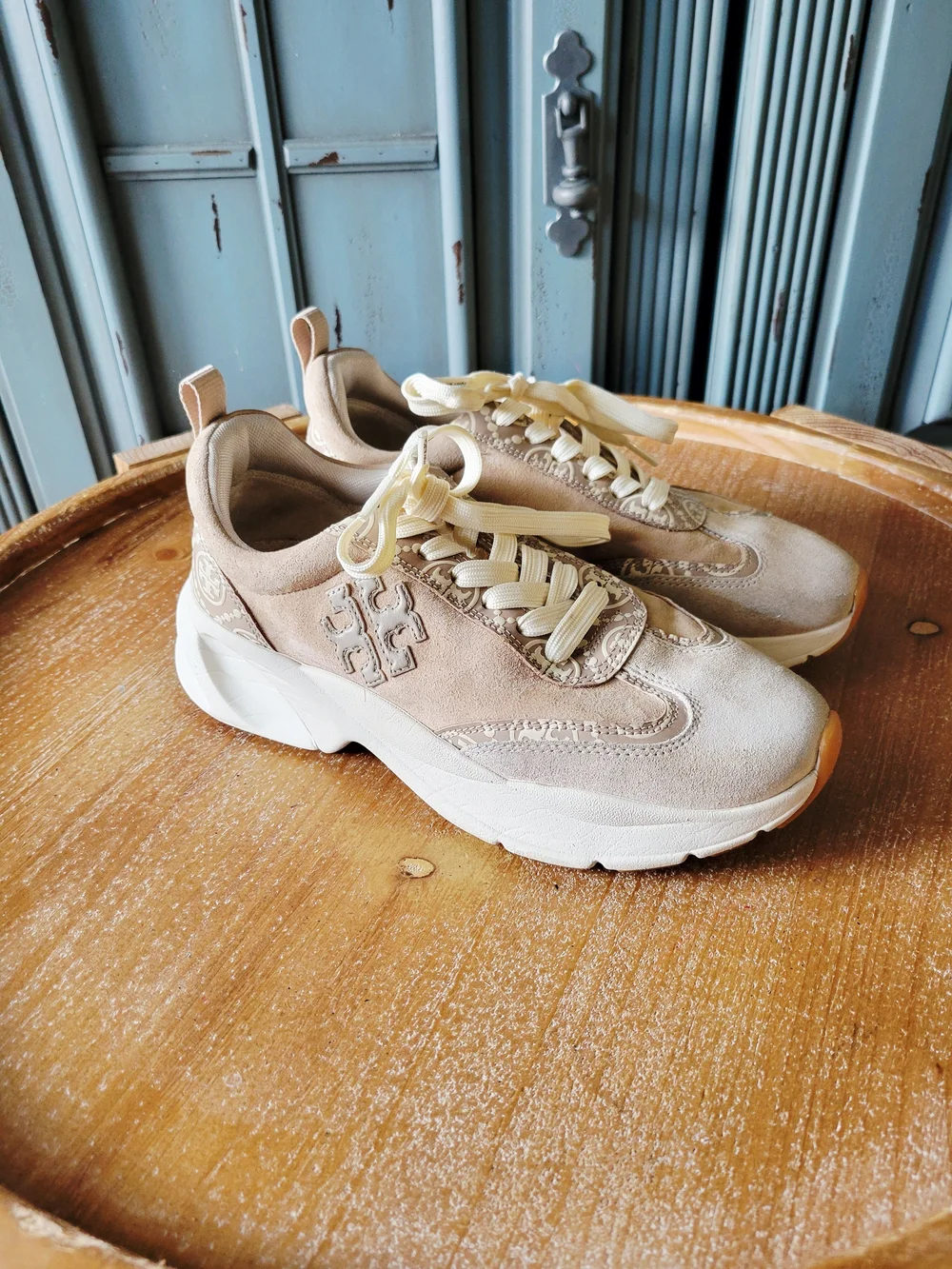 Tory Burch Women’s Cream Suede Platform Sneakers